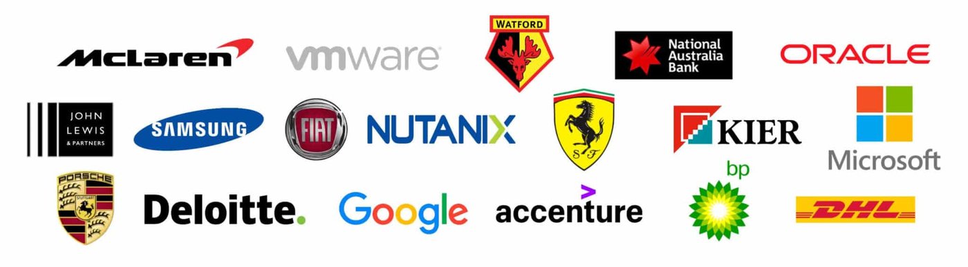 Brands Richard has performed for, including Ferrari, McLaren, Porsche, Google, Microsoft, Samsung, John Lewis, Oracle, DHL and more